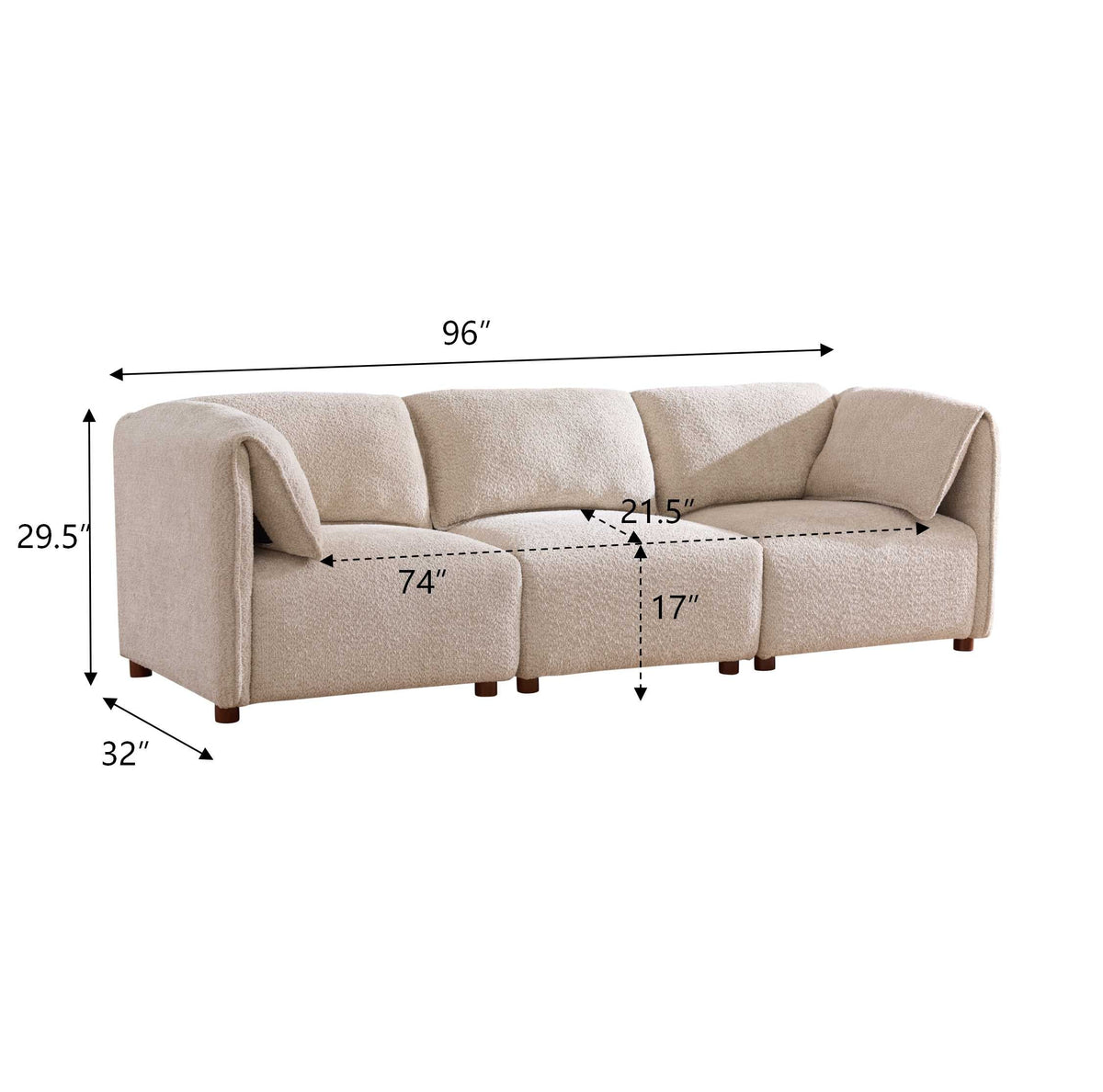 Boucle Modular Sectional Sofa with Plush Comfort - Cream