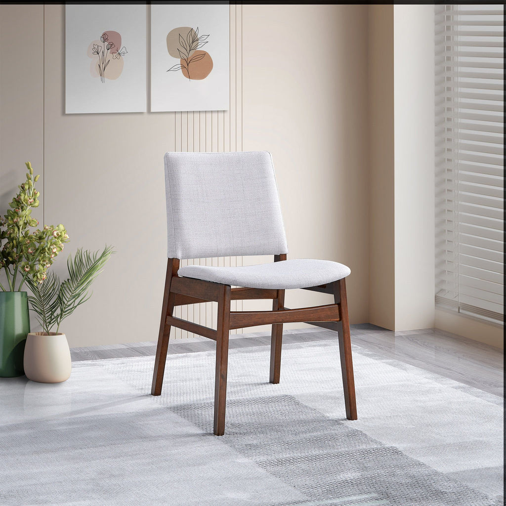 Brown / Light Gray Dining Chair Set with Solid Wood Frame - Set of 2