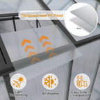 Windproof Greenhouse with Raised Base - Polycarbonate Panels - Black