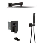 10-Inch Wall Mounted Square Shower System with Rough In Valve - Black or Gray