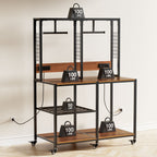 Double 3D Printer Stand with Filament Storage and Lockable Wheels - Black