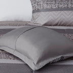 7 Piece Jacquard Comforter Set Grey Taupe King