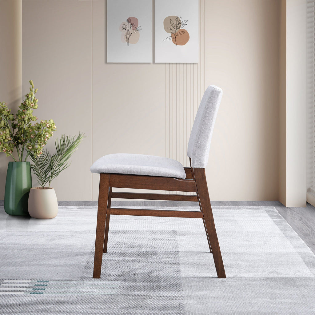 Brown / Light Gray Dining Chair Set with Solid Wood Frame - Set of 2