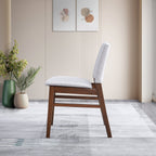 Brown / Light Gray Dining Chair Set with Solid Wood Frame - Set of 2