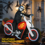 6' Halloween Inflatable Grim Ghost Biker with LED Lights - White