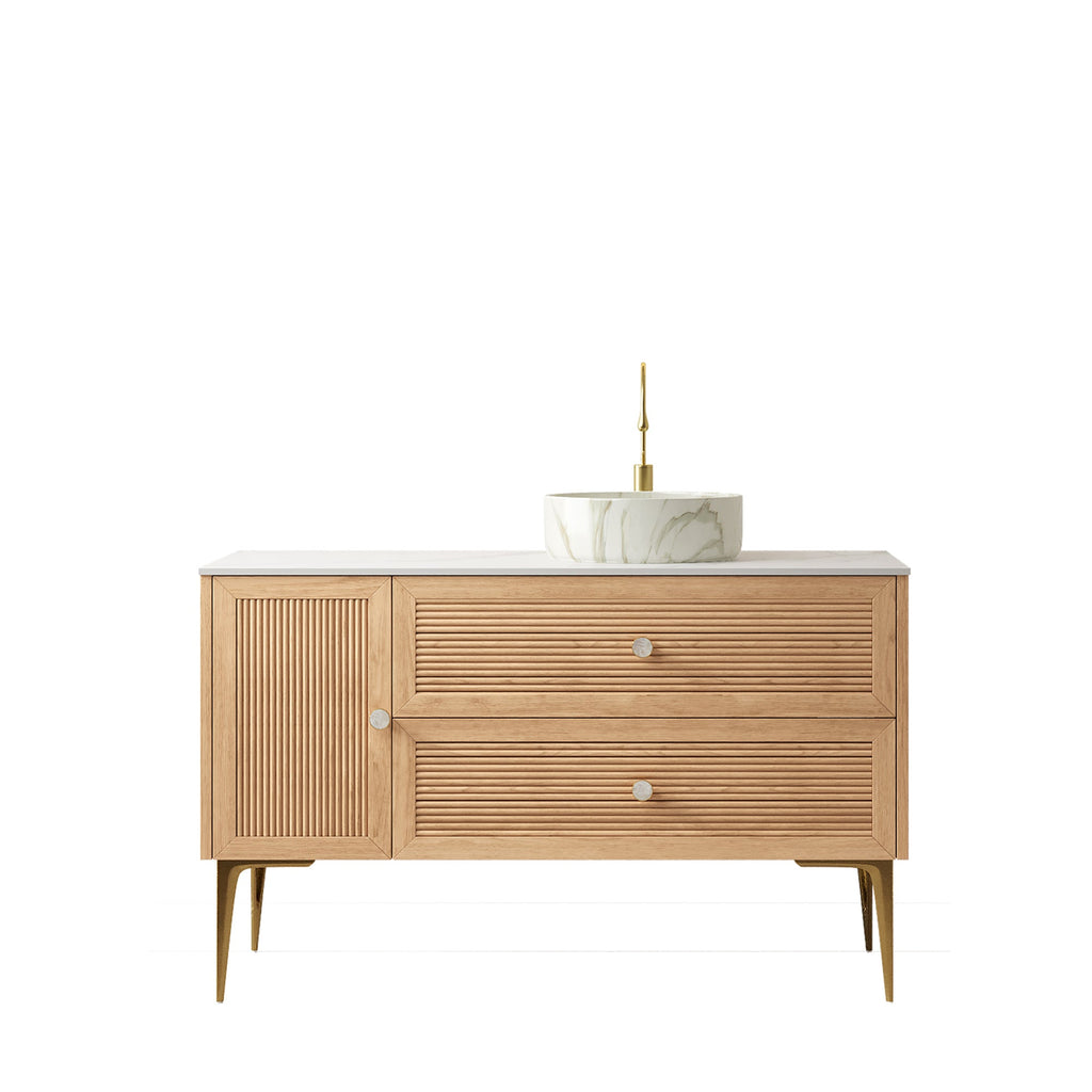 MUNIN 48" Bathroom Vanity with Ceramic Sink - Oak Finish