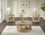Light Brown Coffee Table with Solid Wood Construction - Light Brown