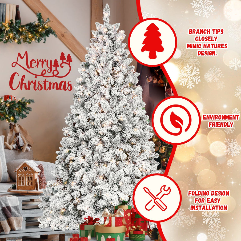 7.5FT Flocked Christmas Tree with 550 UL Lights