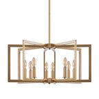 Modern Golden Geometric 8-Light Chandelier with Adjustable Suspension - Gold