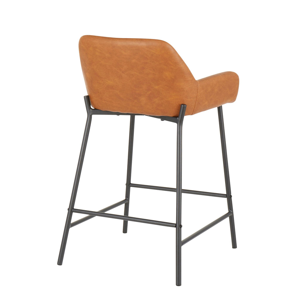 Industrial Fixed Height Counter Stool Set with Upholstered Seat - Multiple Colors