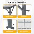 Galvanized Steel Lean-to Pergola with Wall Mount - 12' x 8'