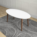 Mid-Century Modern Oval Dining Table with Solid Wood Construction - White