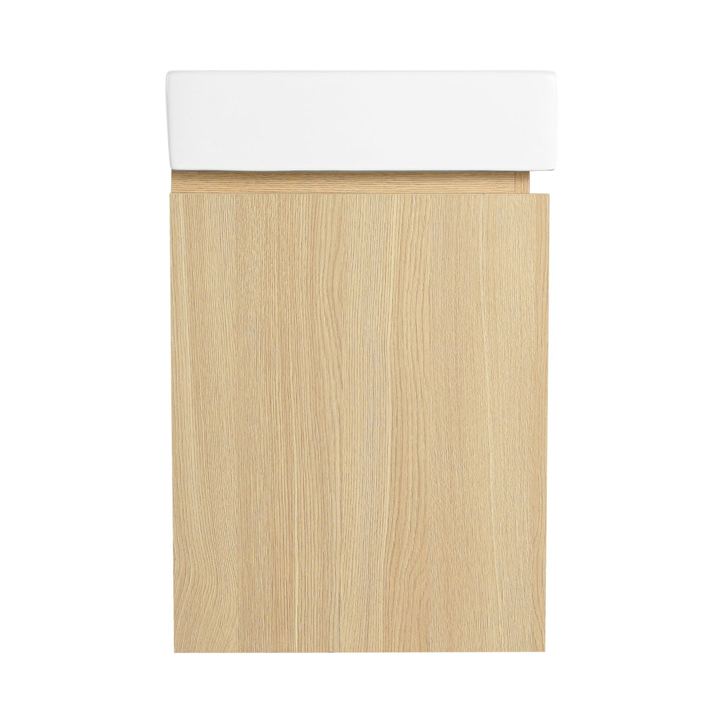 Modern Bathroom Vanity with Ceramic Basin and Storage Cabinet - Light Brown, Black, or White