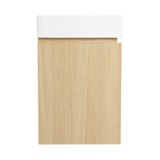 Modern Bathroom Vanity with Ceramic Basin and Storage Cabinet - Light Brown, Black, or White