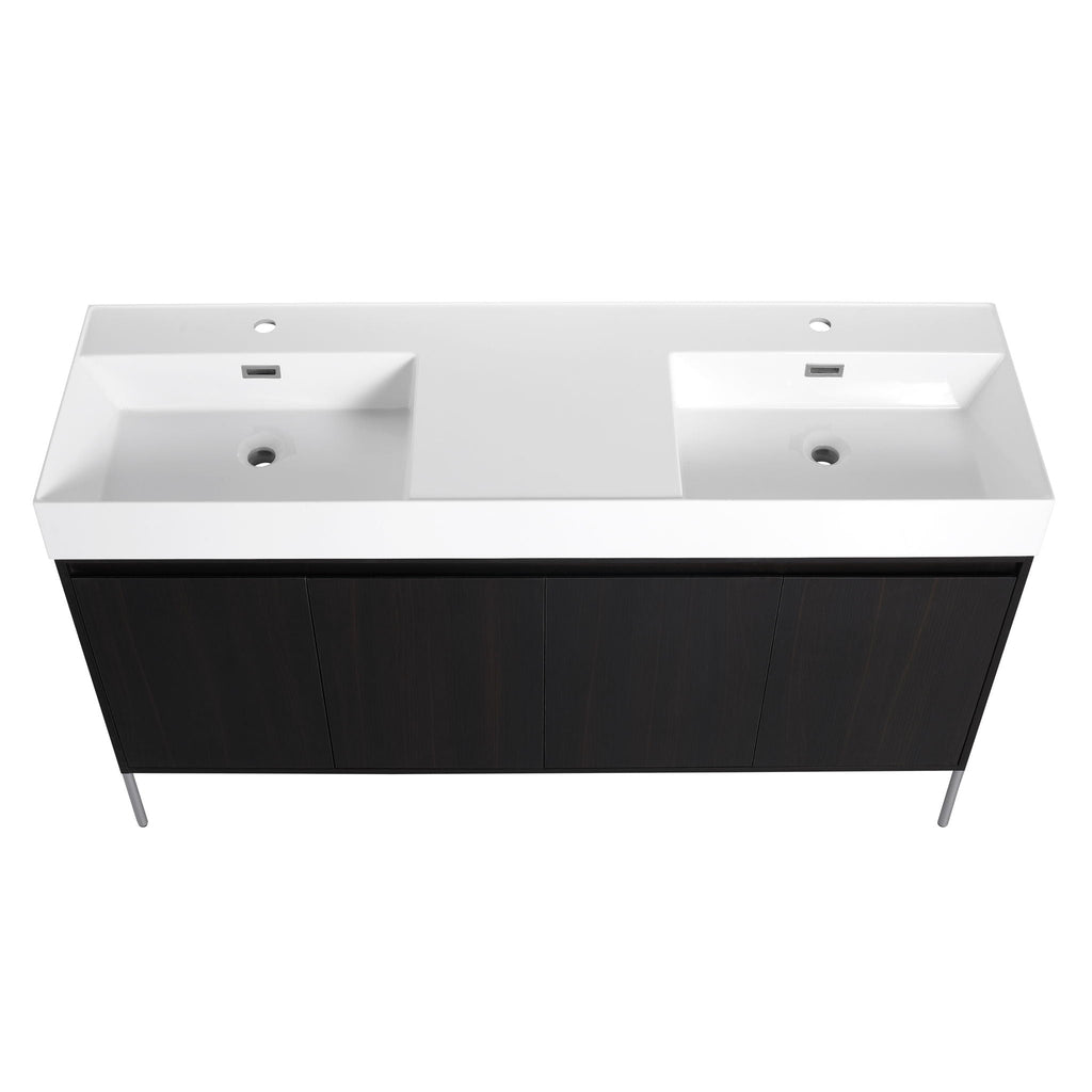 Freestanding Bathroom Vanity With Resin Sink And Storage Cabinet