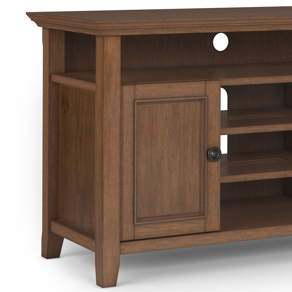 Rustic Natural Aged Brown TV Media Stand with Adjustable Shelves - Dark Brown