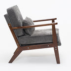 Living Room Chair with Lumbar Pillow and Solid Wood Frame - Dark Gray, Dark Green, Beige