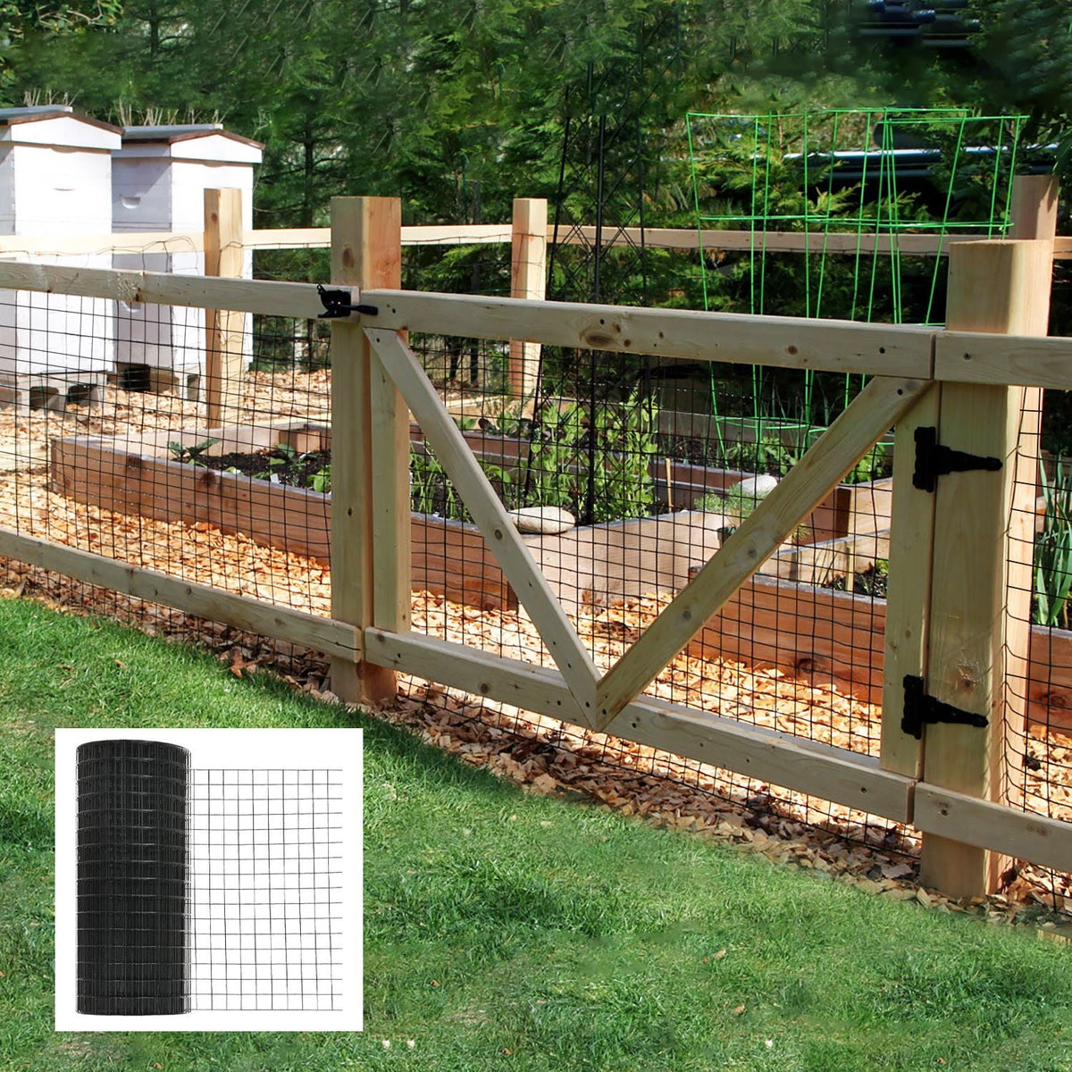Vinyl Coated Hardware Cloth Fencing with 1/4" Mesh - Black
