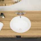 Ceramic Oval Undermount Bathroom Sink with Overflow - White