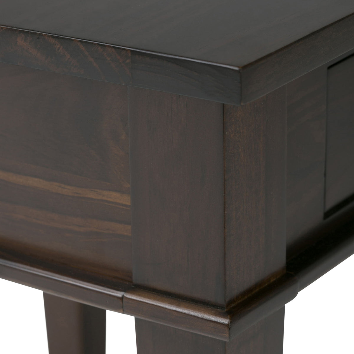 Solid Wood Writing Desk with Flip-Down Keyboard Tray - Dark Tobacco Brown