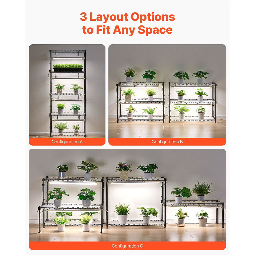 DIY Plant Shelf with Grow Lights for Indoor Use - Adjustable Metal Stand