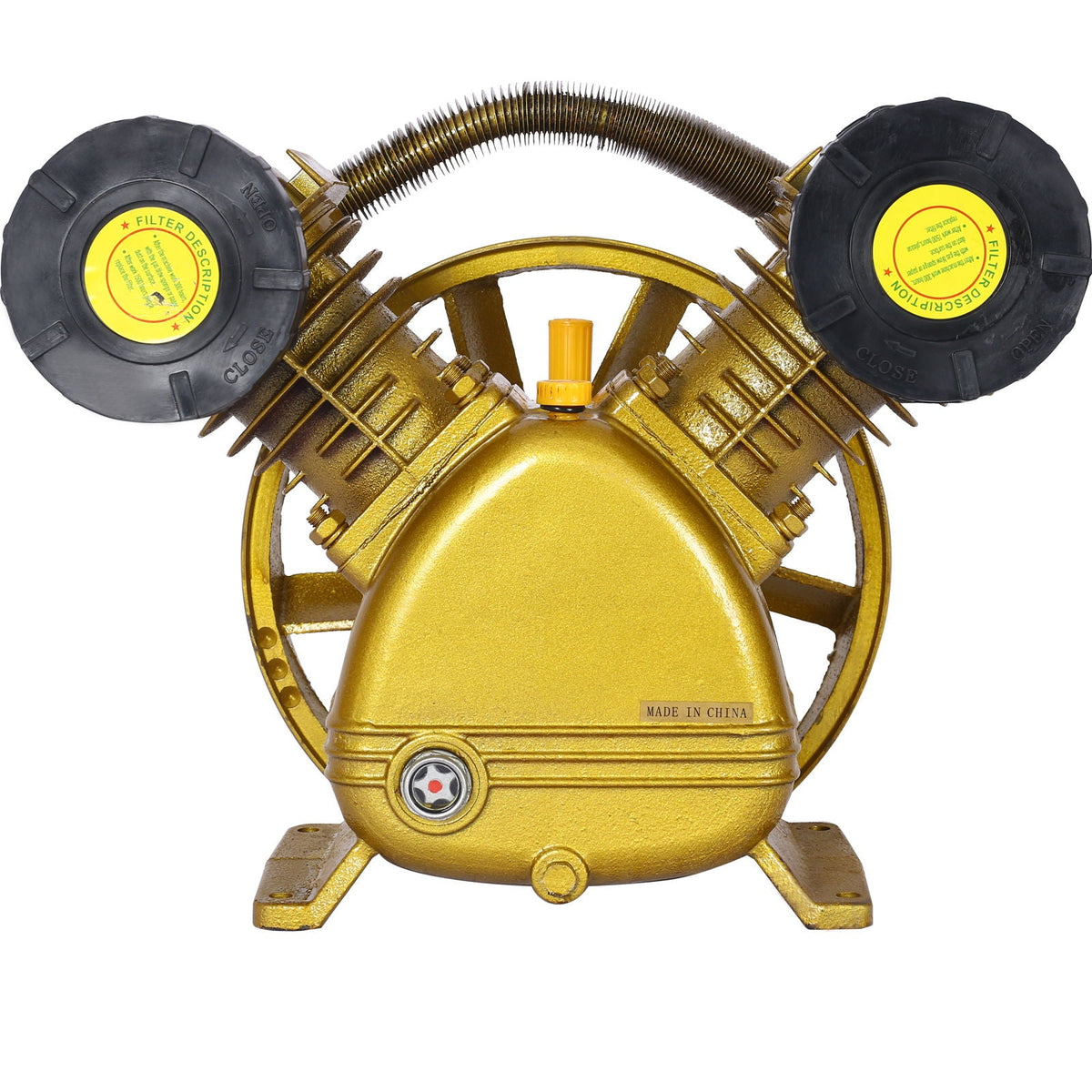 V Type Dual Cylinder Air Compressor Pump Head with 5.5HP, 21CFM - Golden