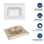 Rectangular Single Vanity Top with Overflow - White Ceramic