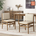 Contemporary Dining Chair Set with Upholstered Fabric Seats - Light Brown