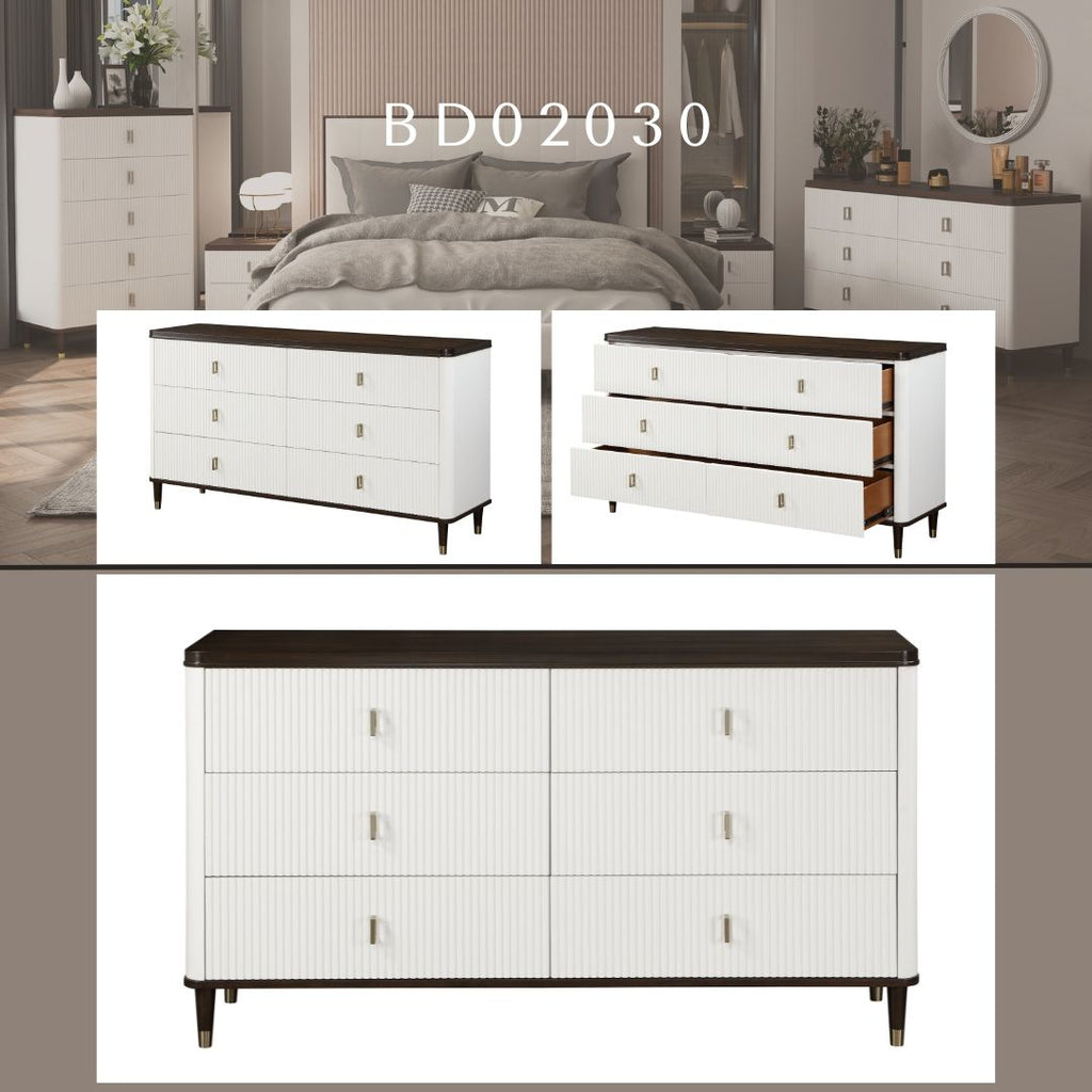 Carena Dresser with Jewelry Tray and Ample Storage - White / Walnut