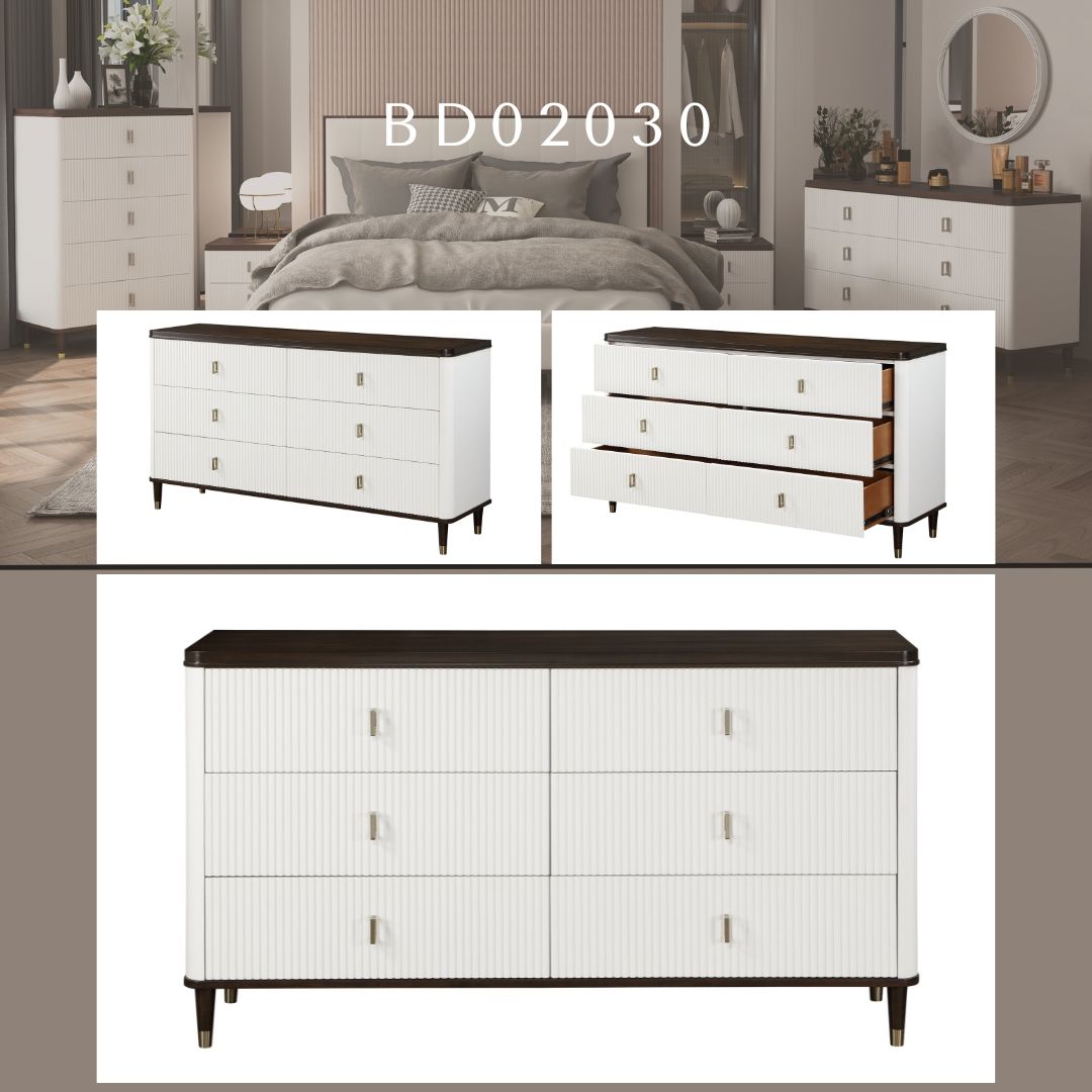 Carena Dresser with Jewelry Tray and Ample Storage - White / Walnut