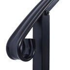 Black Wrought Iron Outdoor Step Handrail with Flexible Installation - Fits 1 to 3 Steps