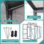 Windproof Greenhouse with Raised Base - Polycarbonate Panels - Black