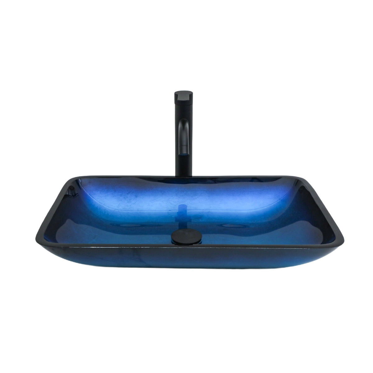 Gradient Tempered Glass Vessel Sink with Pop-Up Drain - Gold or Blue
