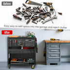3-Tier DIY Detachable Utility Cart with Steel Pegboard and Wheels