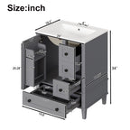 Bathroom Vanity with Integrated Basin and Soft Close Drawers - Multiple Colors