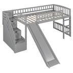 Loft Stairway Bed with Drawers and Convertible Ladder - Twin