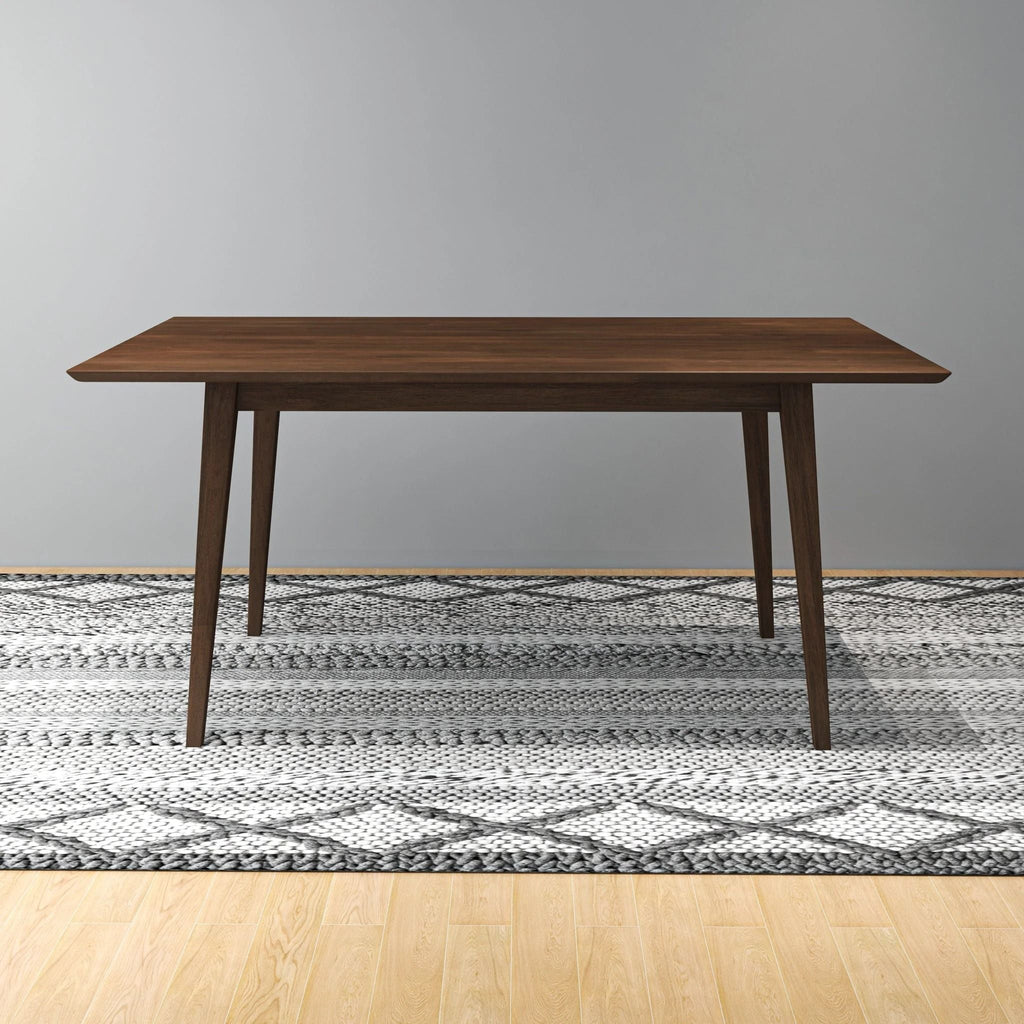Rectangular Modern Dining Table with Solid Wood Construction – Dark Brown or White