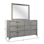 6 Drawer Dresser with Book Matched Veneers - Gray