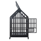 Heavy Duty Dog Crate with Lockable Wheels - Black