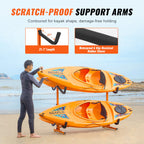 Freestanding Kayak Storage Rack with Adjustable Width - Orange or Natural