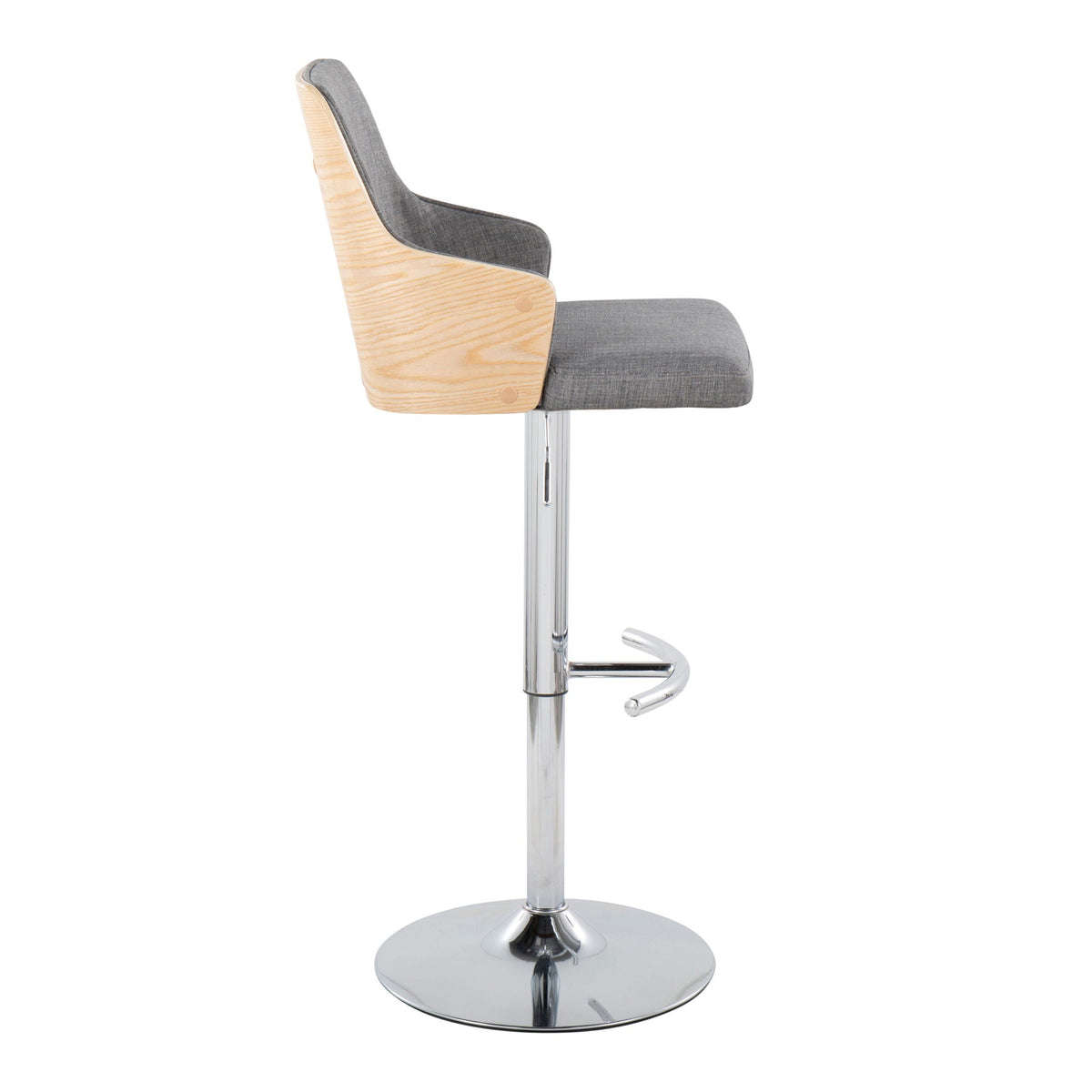 Stella Adjustable Barstool Set with Swivel & Rounded T Footrest - Dark Gray or Beige