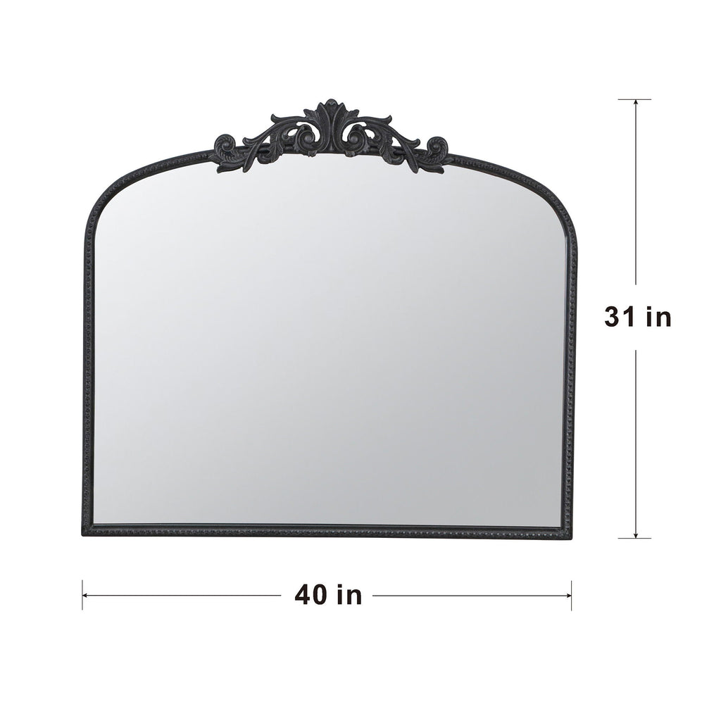 Baroque Inspired Arch Wall Mirror with Ornate Design - Gold or Black