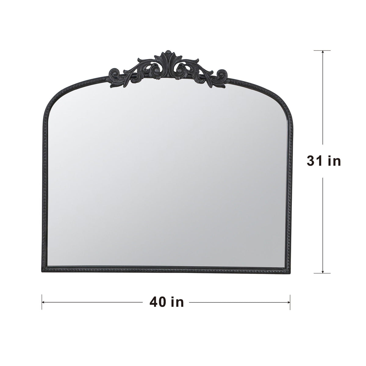 Baroque Inspired Arch Wall Mirror with Ornate Design - Gold or Black