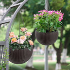 Self Watering Hanging Planter with Water Level Indicator - White, Black, or Dark Brown