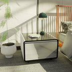 Modern Smart Side Table with Built-In Fridge and Wireless Charging - Black or White