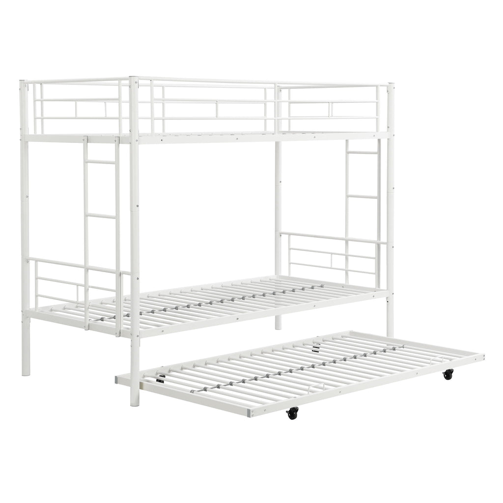 Twin Over Twin Metal Bunk Bed with Trundle - Black