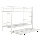 Twin Over Twin Metal Bunk Bed with Trundle - Black