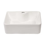 Modern Ceramic Rectangular Vessel Bathroom Sink with Sleek Design - White