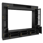 Wall Unit Entertainment Center with Glass Doors - White or Black