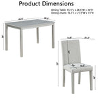 Dining Table Set with Crystal Decoration and Upholstered Chairs - Gray or White